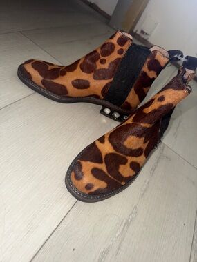 Studded Louise et Cie Leopard-Print Chelsea Booties in Brown and Black